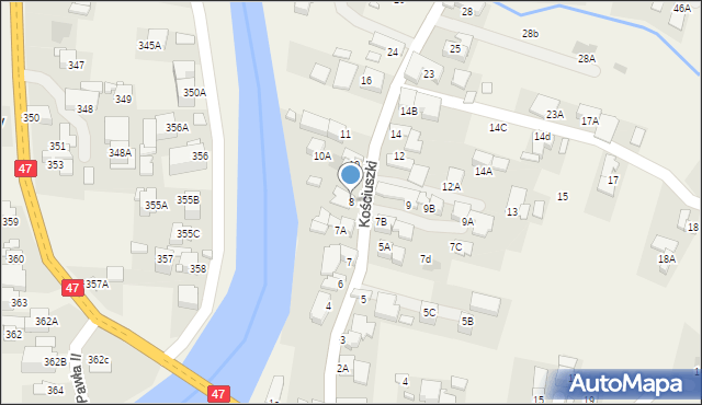 Biały Dunajec, Kościuszki Tadeusza, gen., 8, mapa Biały Dunajec