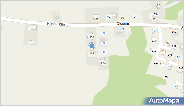 Biały Dunajec, Kościuszki Tadeusza, gen., 80C, mapa Biały Dunajec