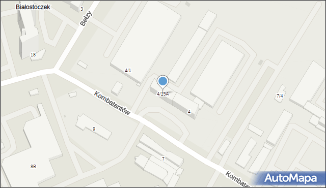 Białystok, Kombatantów, 4/15A, mapa Białegostoku