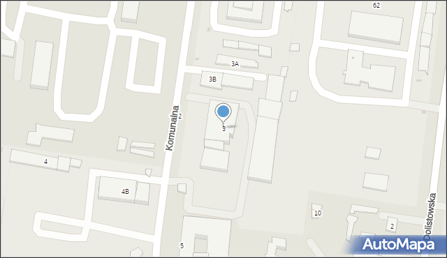 Białystok, Komunalna, 3, mapa Białegostoku