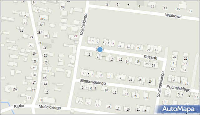 Białystok, Kossak Simony, 6, mapa Białegostoku