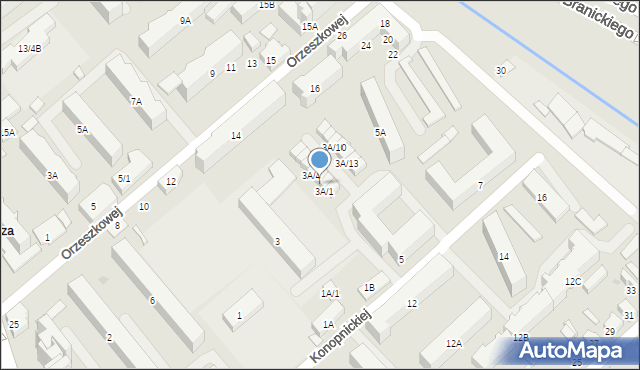 Białystok, Konopnickiej Marii, 3A/2, mapa Białegostoku