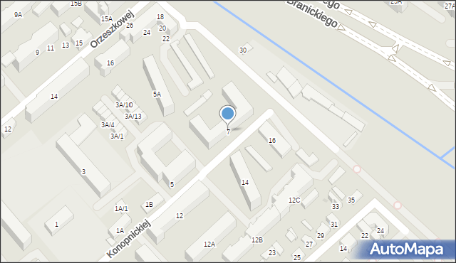 Białystok, Konopnickiej Marii, 7, mapa Białegostoku