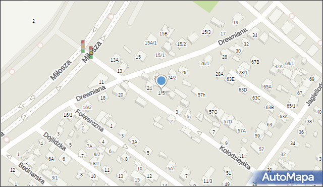 Białystok, Kołodziejska, 1/5, mapa Białegostoku
