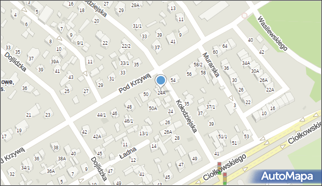 Białystok, Kołodziejska, 24A, mapa Białegostoku