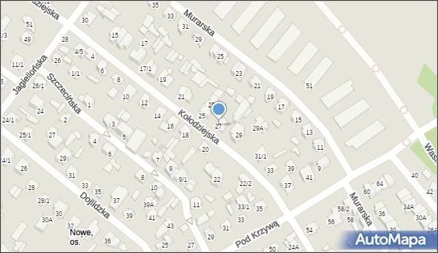 Białystok, Kołodziejska, 27, mapa Białegostoku