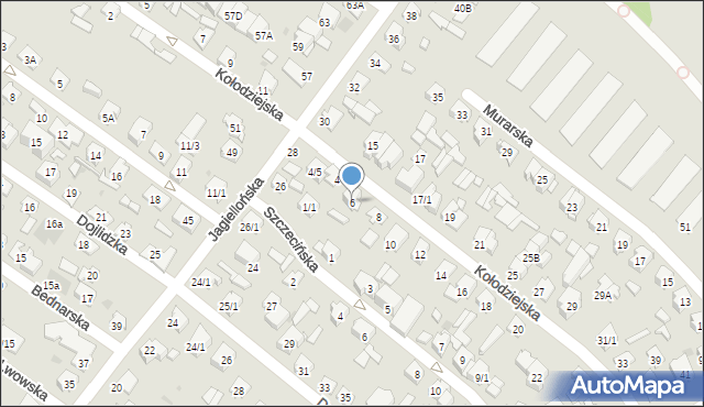 Białystok, Kołodziejska, 6, mapa Białegostoku