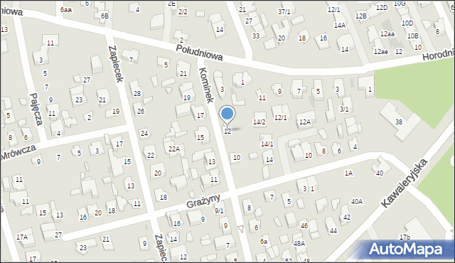 Białystok, Kominek, 12, mapa Białegostoku