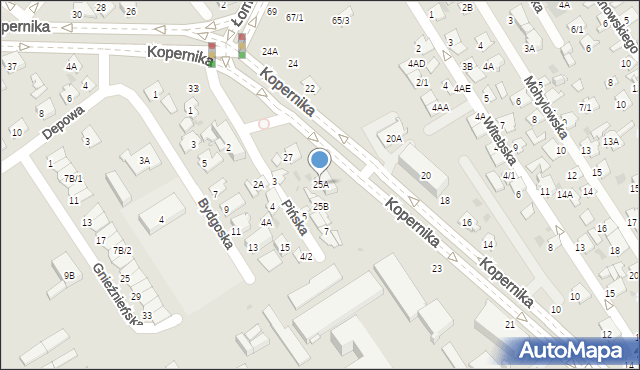 Białystok, Kopernika Mikołaja, 25A, mapa Białegostoku