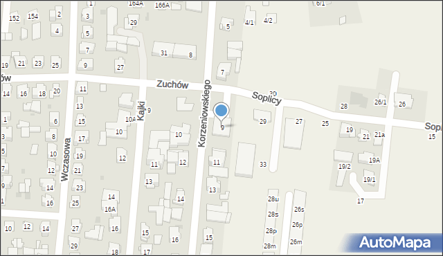 Białystok, Korzeniowskiego Józefa Konrada, 9, mapa Białegostoku