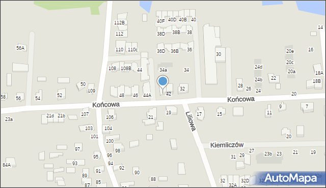 Białystok, Końcowa, 42A, mapa Białegostoku