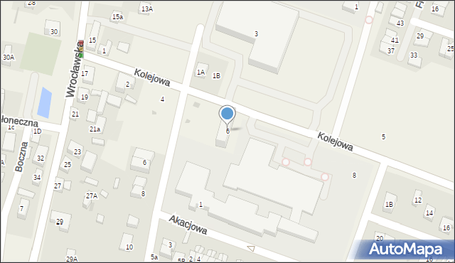 Bielany Wrocławskie, Kolejowa, 6, mapa Bielany Wrocławskie