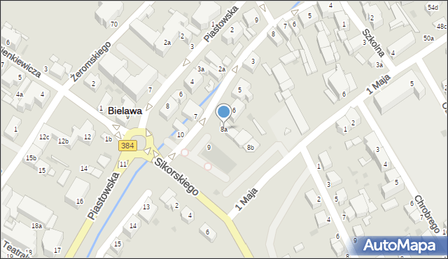 Bielawa, Kopernika Mikołaja, 8a, mapa Bielawa