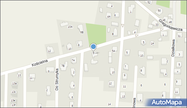 Bielkówko, Kościelna, 7, mapa Bielkówko