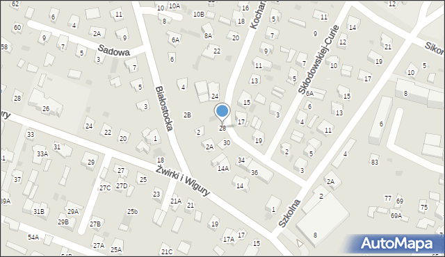 Bielsk Podlaski, Kochanowskiego Jana, 28, mapa Bielsk Podlaski