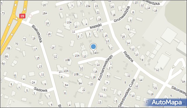 Bielsk Podlaski, Kochanowskiego Jana, 6, mapa Bielsk Podlaski