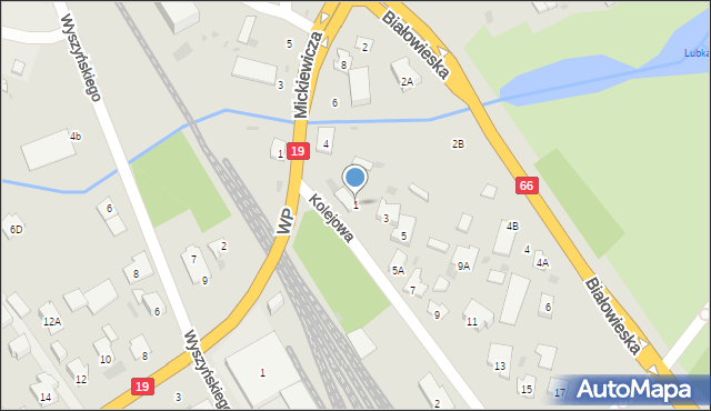 Bielsk Podlaski, Kolejowa, 1, mapa Bielsk Podlaski