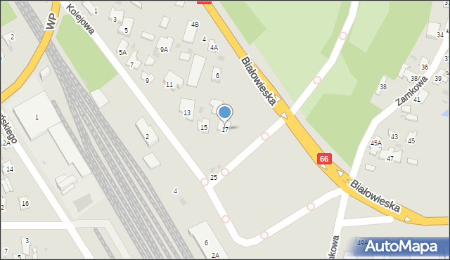 Bielsk Podlaski, Kolejowa, 17, mapa Bielsk Podlaski