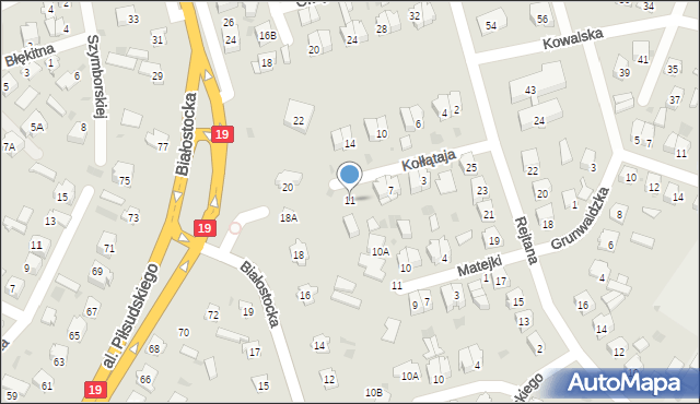 Bielsk Podlaski, Kołłątaja Hugo, 11, mapa Bielsk Podlaski