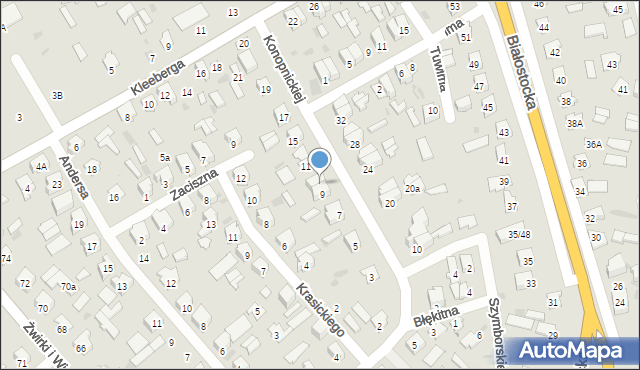 Bielsk Podlaski, Konopnickiej Marii, 9A, mapa Bielsk Podlaski