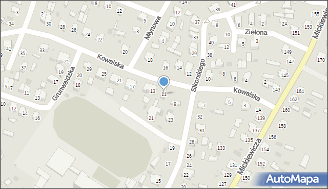 Bielsk Podlaski, Kowalska, 11, mapa Bielsk Podlaski