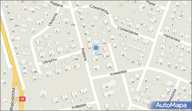 Bielsk Podlaski, Kowalska, 52a, mapa Bielsk Podlaski