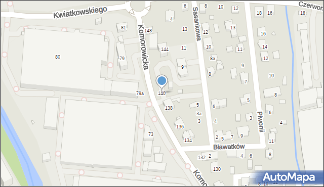 Bielsko-Biała, Komorowicka, 140, mapa Bielsko-Białej
