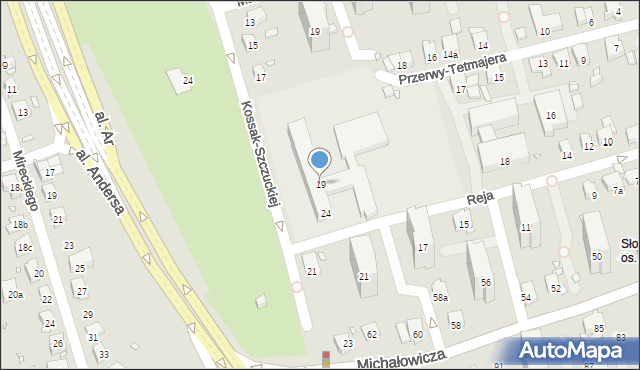 Bielsko-Biała, Kossak-Szczuckiej Zofii, 19, mapa Bielsko-Białej