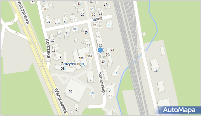 Bielsko-Biała, Kosynierów, 20a, mapa Bielsko-Białej