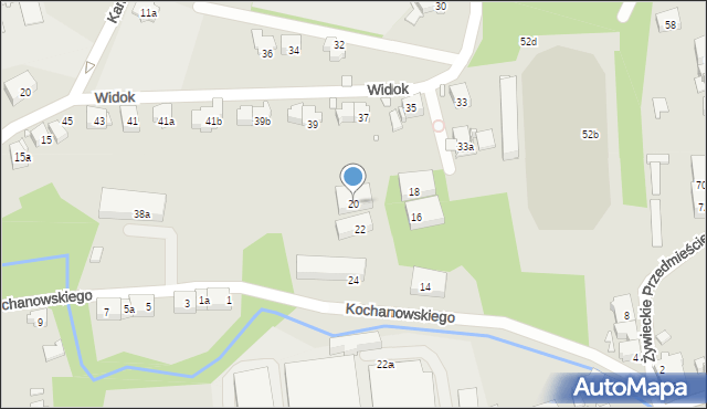 Bielsko-Biała, Kochanowskiego Jana, 20, mapa Bielsko-Białej
