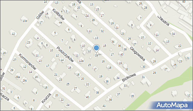 Bielsko-Biała, Kolibrów, 14, mapa Bielsko-Białej