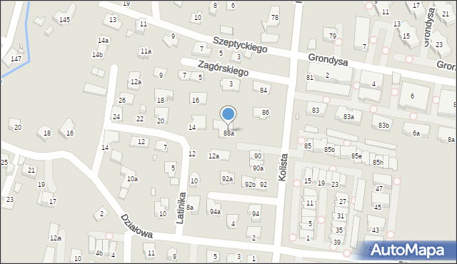 Bielsko-Biała, Kolista, 88a, mapa Bielsko-Białej