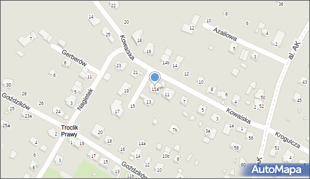 Bielsko-Biała, Kowalska, 11a, mapa Bielsko-Białej