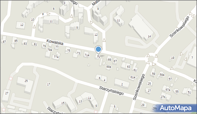 Bielsko-Biała, Kowalska, 71, mapa Bielsko-Białej