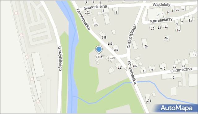 Bielsko-Biała, Komorowicka, 131a, mapa Bielsko-Białej