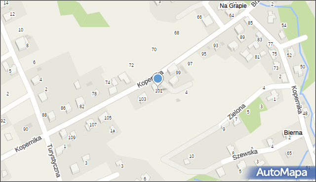 Bierna, Kopernika Mikołaja, 101, mapa Bierna