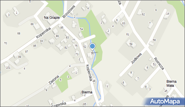 Bierna, Kopernika Mikołaja, 50, mapa Bierna