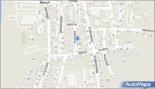 Bieruń, Kolumba Krzysztofa, 1, mapa Bieruń