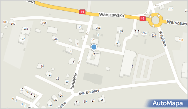 Bieruń, Kościelna, 5, mapa Bieruń