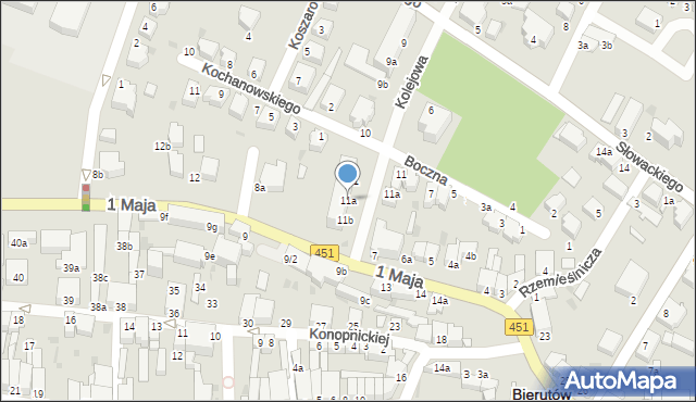 Bierutów, Kolejowa, 11a, mapa Bierutów