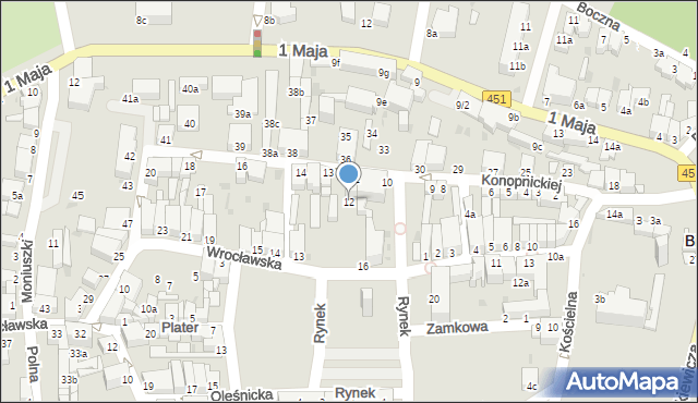 Bierutów, Konopnickiej Marii, 12, mapa Bierutów