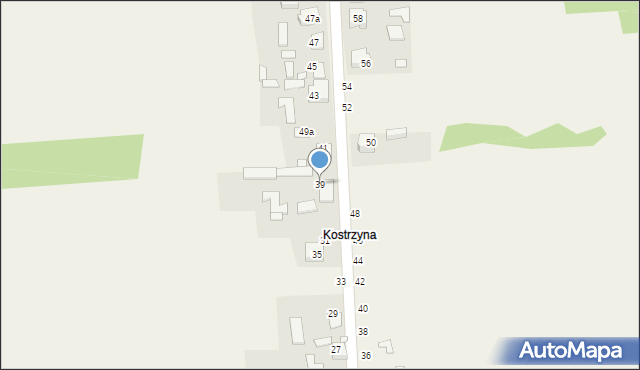 Bieżeń, Kostrzyna, 39, mapa Bieżeń