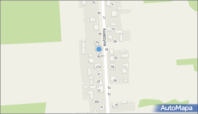 Bieżeń, Kostrzyna, 51, mapa Bieżeń