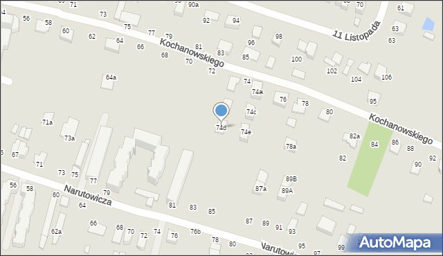 Biłgoraj, Kochanowskiego Jana, 74d, mapa Biłgoraj