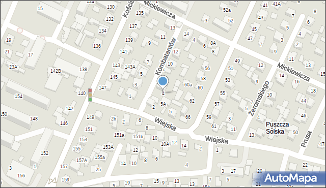 Biłgoraj, Kombatantów, 4, mapa Biłgoraj