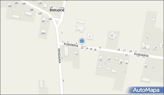 Biskupice, Kościelna, 12, mapa Biskupice