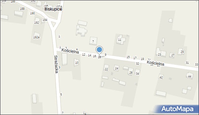 Biskupice, Kościelna, 18, mapa Biskupice