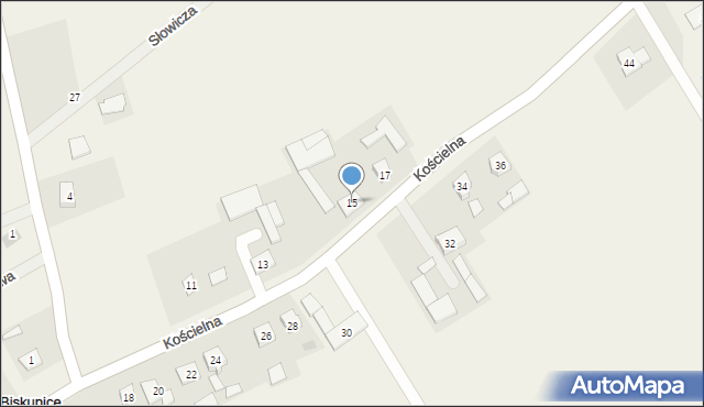 Biskupice, Kościelna, 15, mapa Biskupice