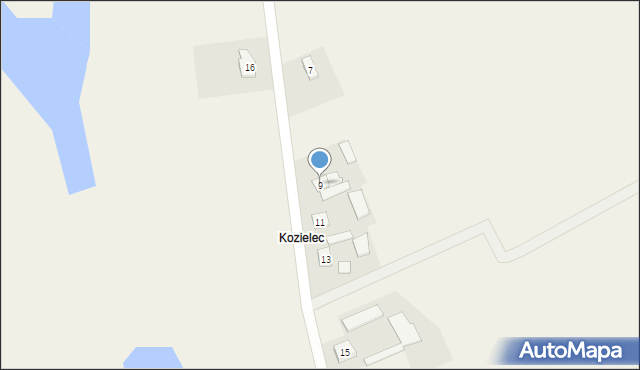 Biskupice, Kozielec, 9, mapa Biskupice