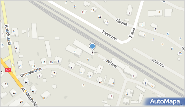 Biskupiec, Kolejowa, 2, mapa Biskupiec